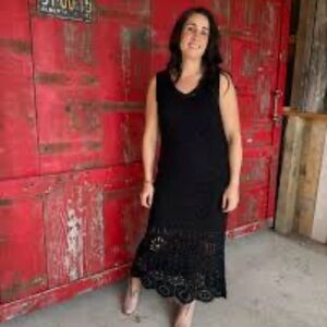 Sz M🇨🇦 NWT CHARLIE B Black Crochet Dress. Dual Duty Travel Dress/ Swimsuit Cover